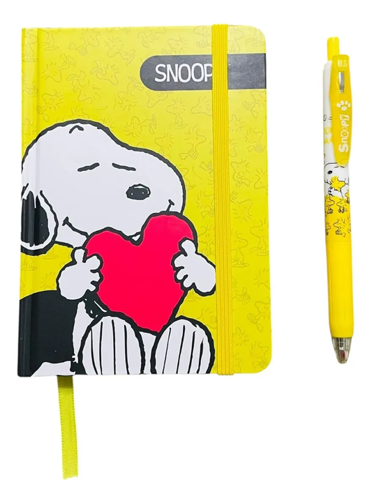 Set Libreta Snoopy Mediana + Lápiz Gel Negro
