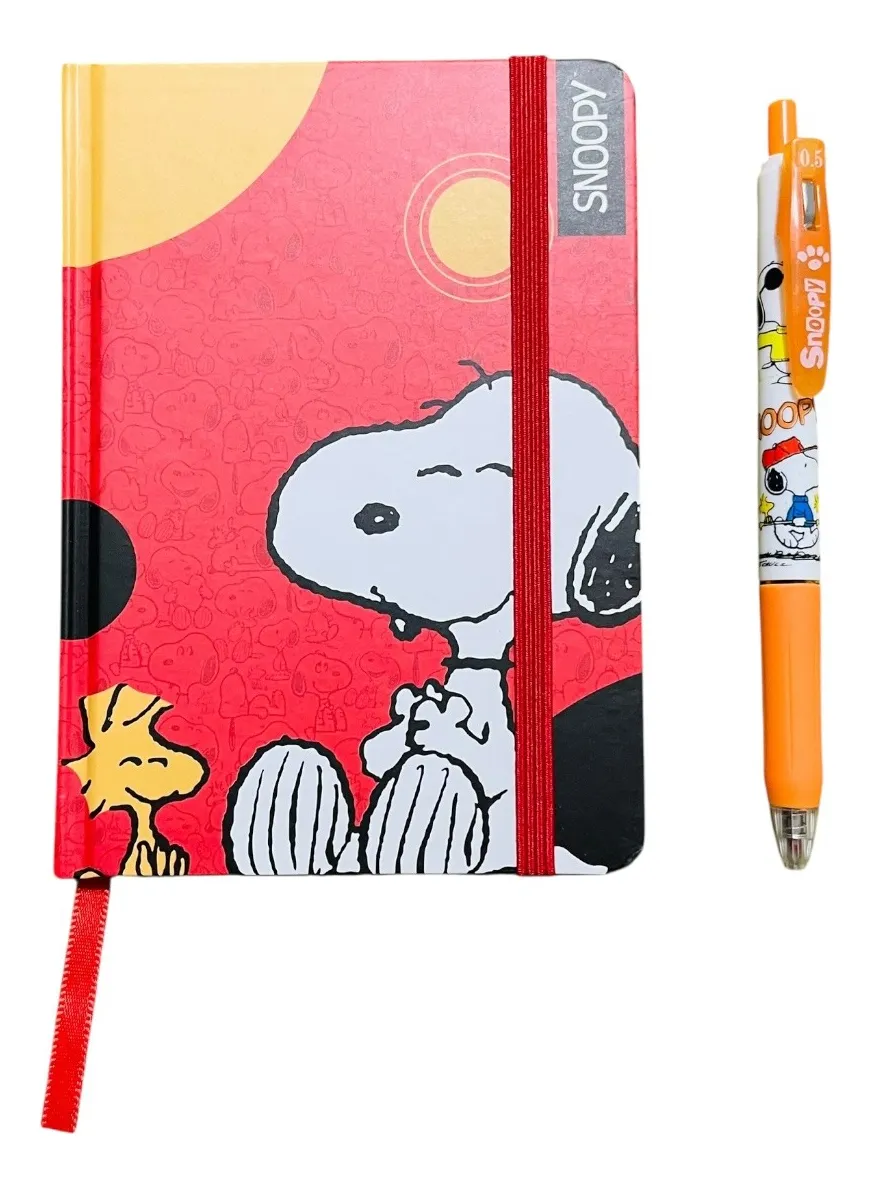 Set Libreta Snoopy Mediana + Lápiz Gel Negro