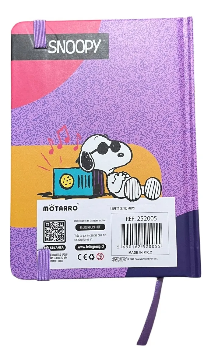 Set Libreta Snoopy Mediana + Lápiz Gel Negro