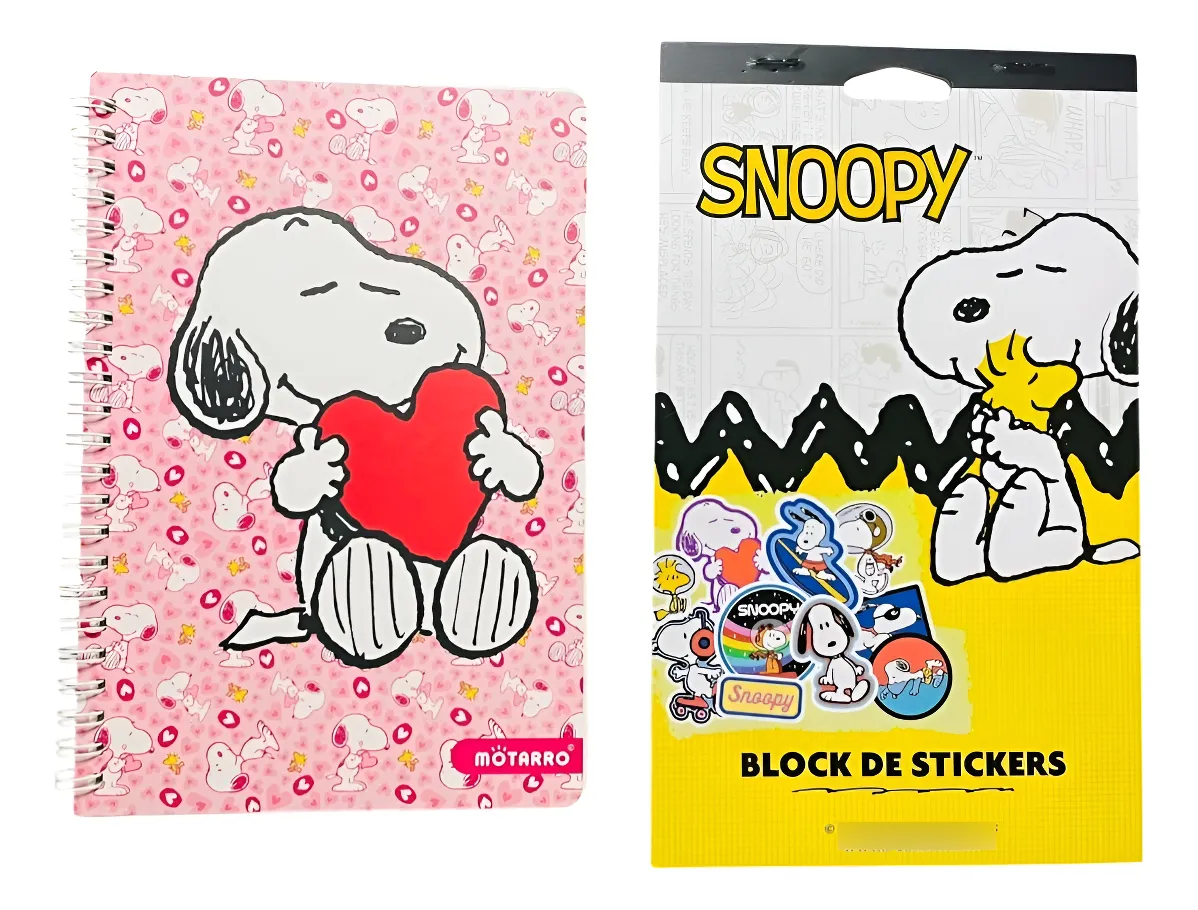 Set de Libreta Argollada + Stickers Snoopy