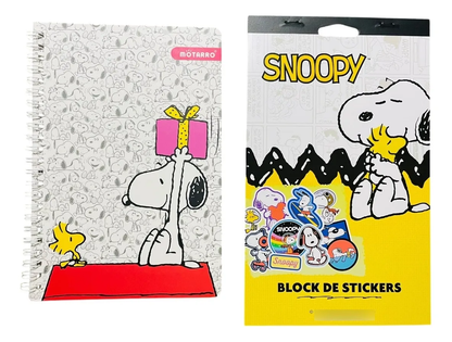 Set de Libreta Argollada + Stickers Snoopy