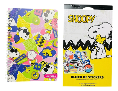 Set de Libreta Argollada + Stickers Snoopy