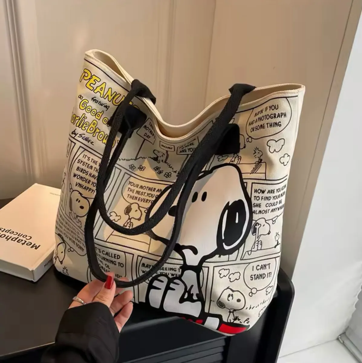 Bolso Grande Snoopy de Lona con Cierre