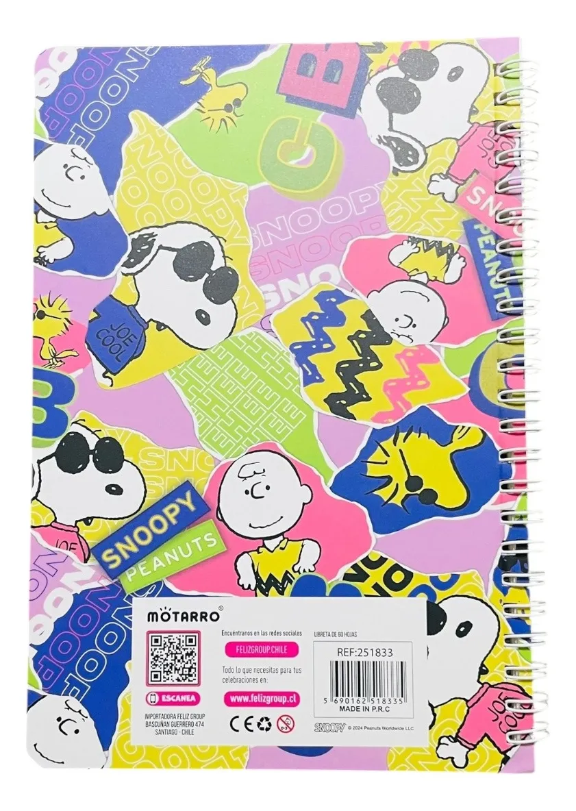 Set de Libreta Argollada + Stickers Snoopy