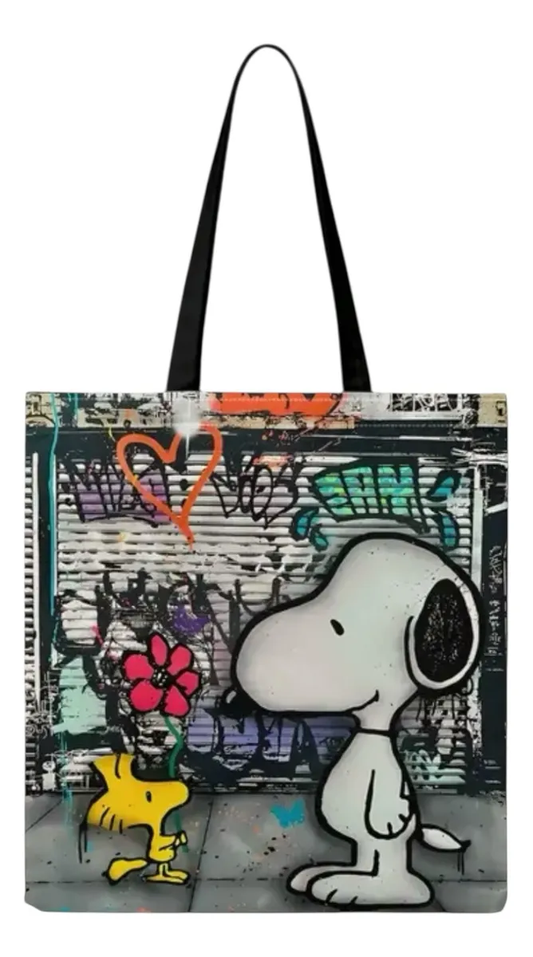 Bolsa de compras de tela Snoopy multicolor