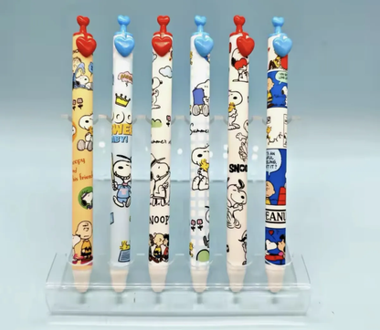 Set De 6 Lápices Snoopy Tinta Gel Negro