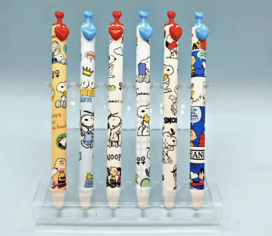 Set De 6 Lápices Snoopy Tinta Gel Negro