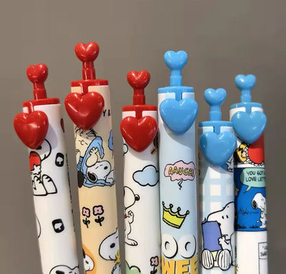 Set De 6 Lápices Snoopy Tinta Gel Negro