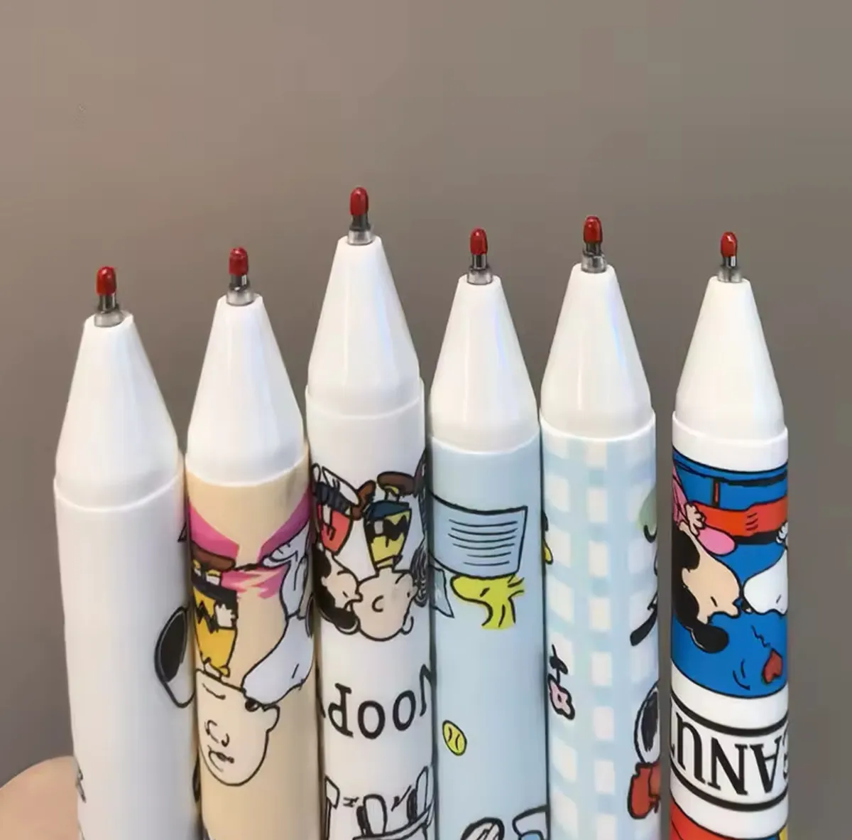 Set De 6 Lápices Snoopy Tinta Gel Negro