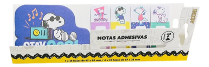Set Snoopy Libreta Lápiz Notas Adhesivas y Stickers