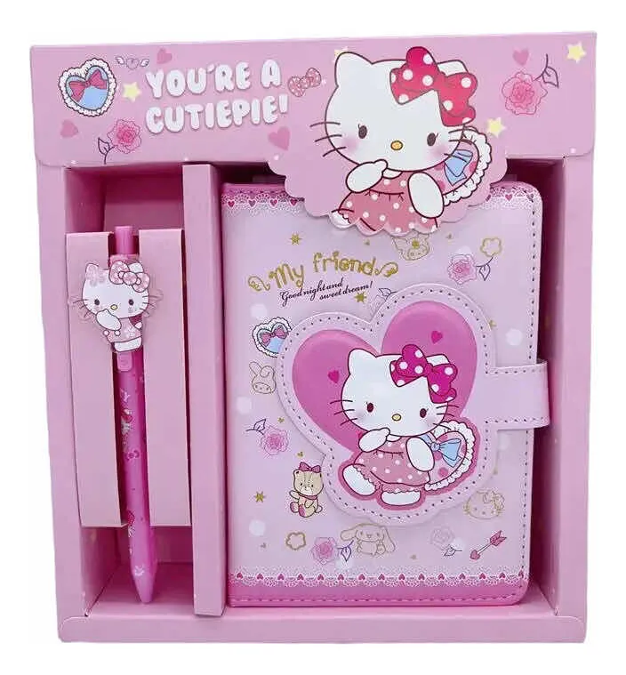 Set libreta y Lápiz Personajes Sanrio Diseño Corazón (Varios diseños)