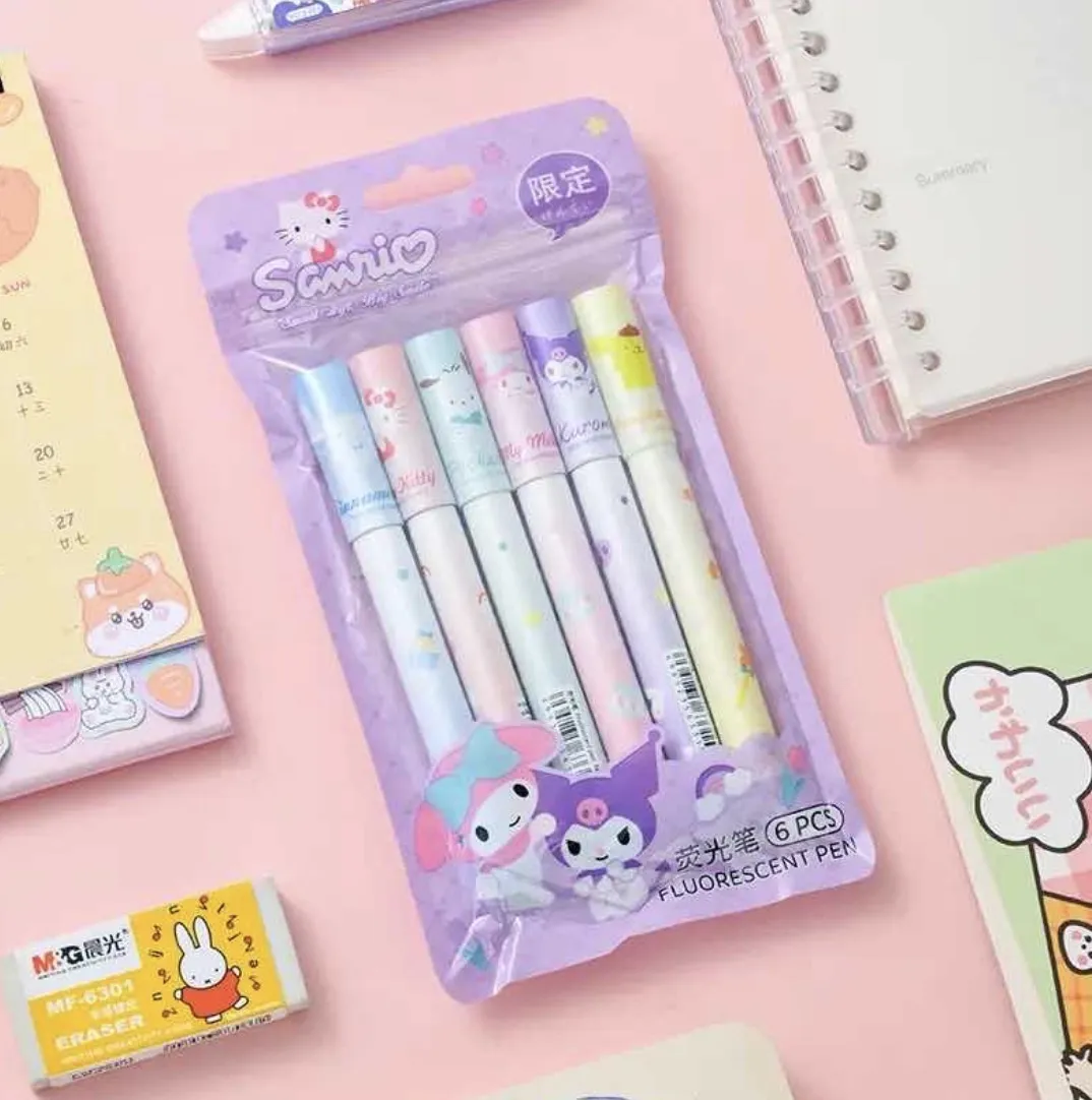 Set 6 destacadores Personajes Sanrio