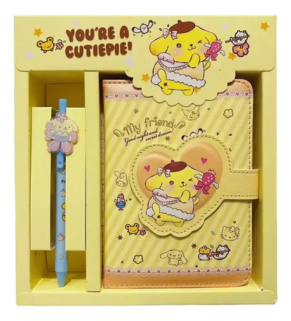Set libreta y Lápiz Personajes Sanrio Diseño Corazón (Varios diseños)
