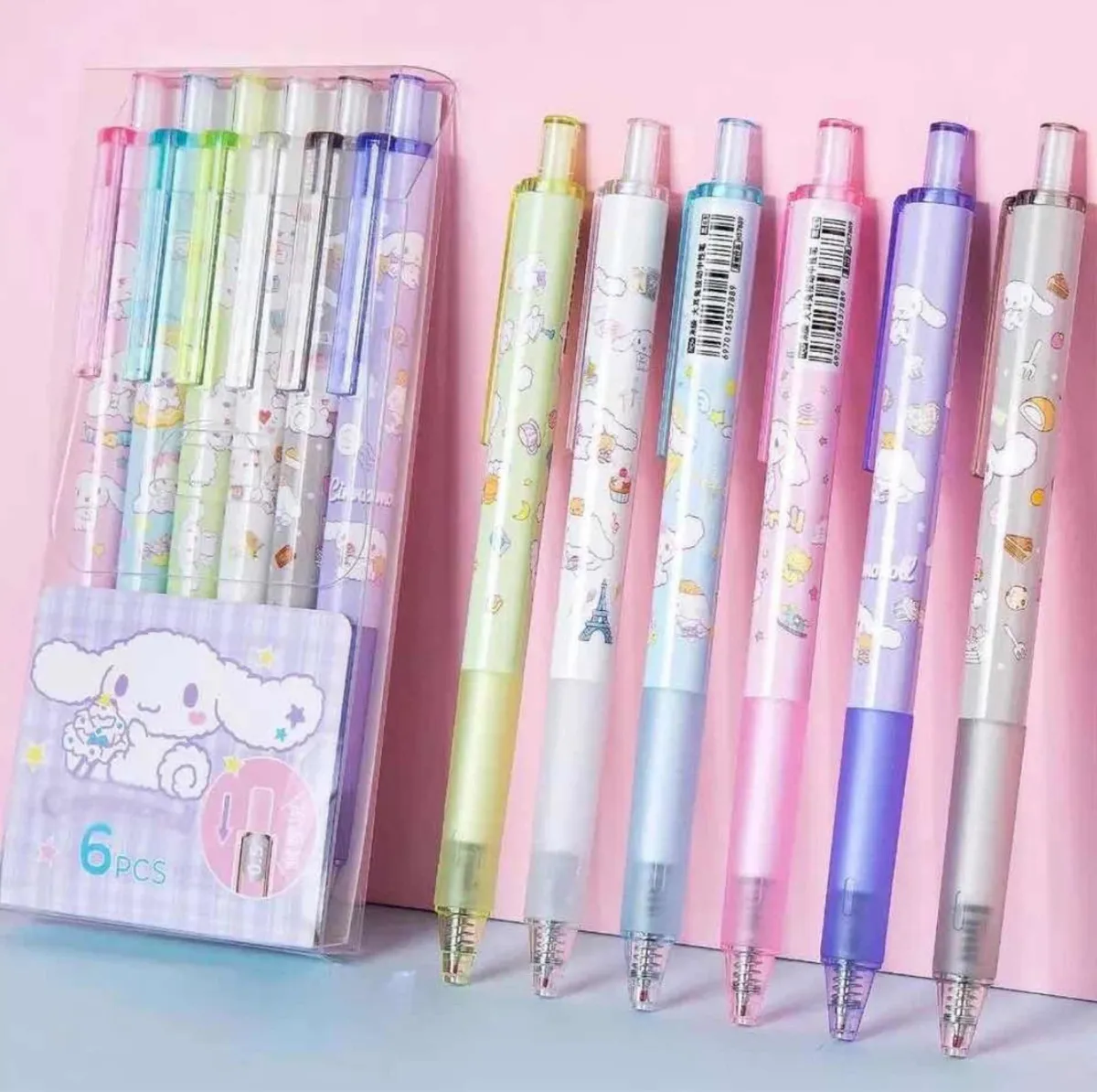 Set De 6 Lápices gel negro Amigos Sanrio