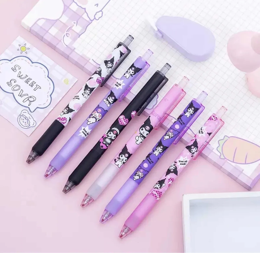 Set De 6 Lápices Kuromi Gel Negro