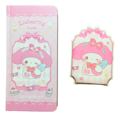Set Libreta Kawaii Squishy con Lápiz y Marcador de Libro