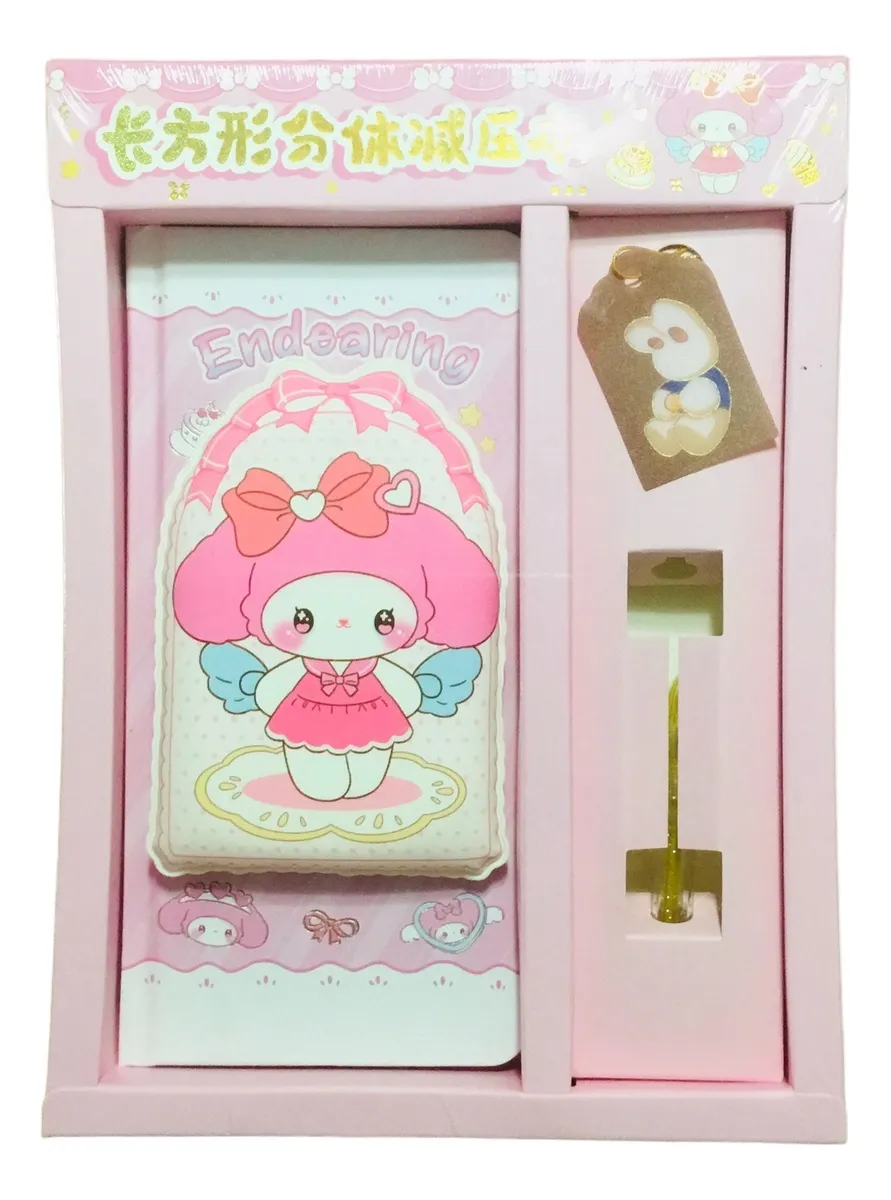 Set Libreta Kawaii Squishy con Lápiz y Marcador de Libro