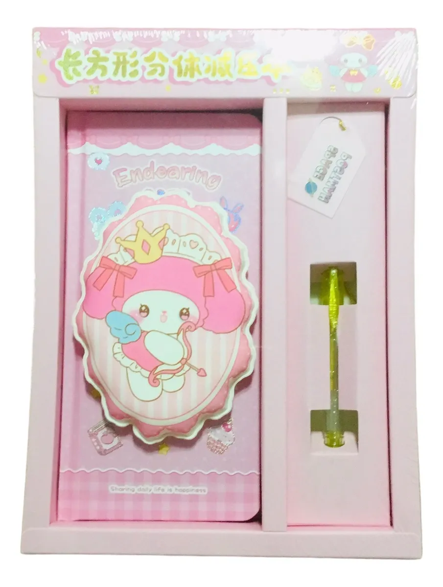 Set Libreta Kawaii Squishy con Lápiz y Marcador de Libro