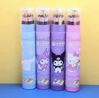 Set Lápices de Colores Personajes Sanrio - 12 unidades (Varios diseños)