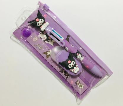 Set Escolar 3 Piezas Personajes Sanrio + Lápiz 5 en 1
