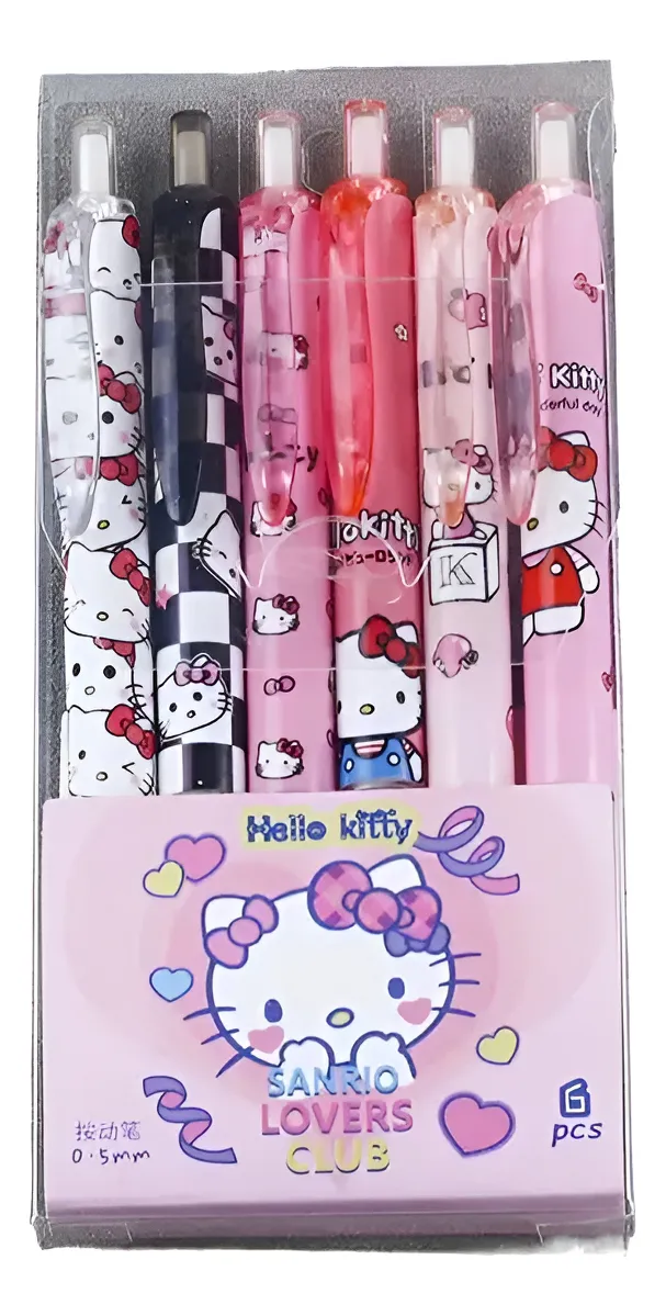 Set de 6 Lápices de Tinta Gel Hello Kitty