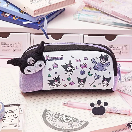 Estuche Escolar Kuromi Violeta con Broche