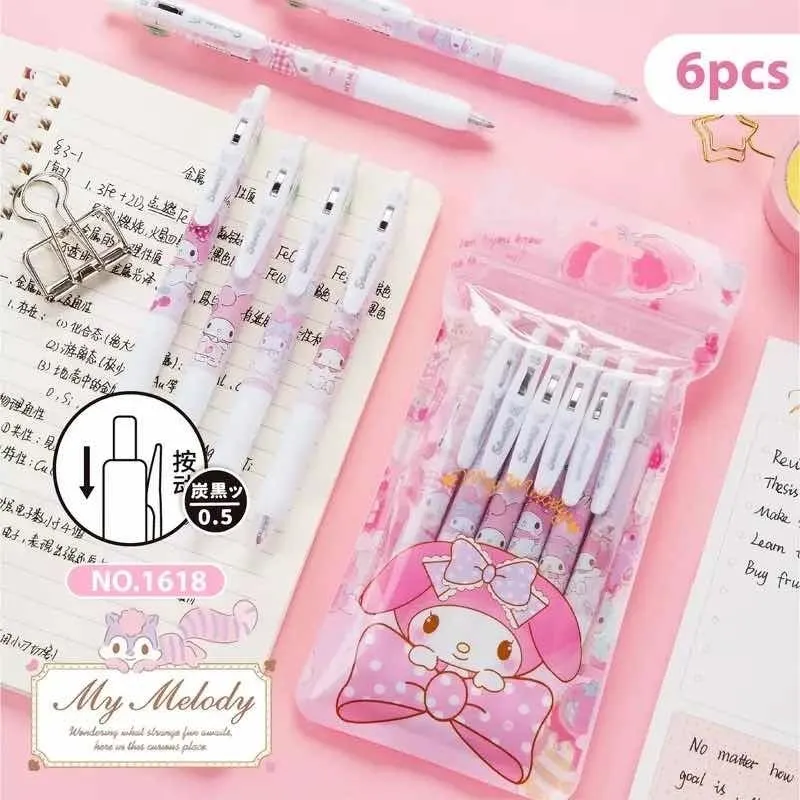 Set 6 Lápices Pasta Sanrio - My Melody Negro
