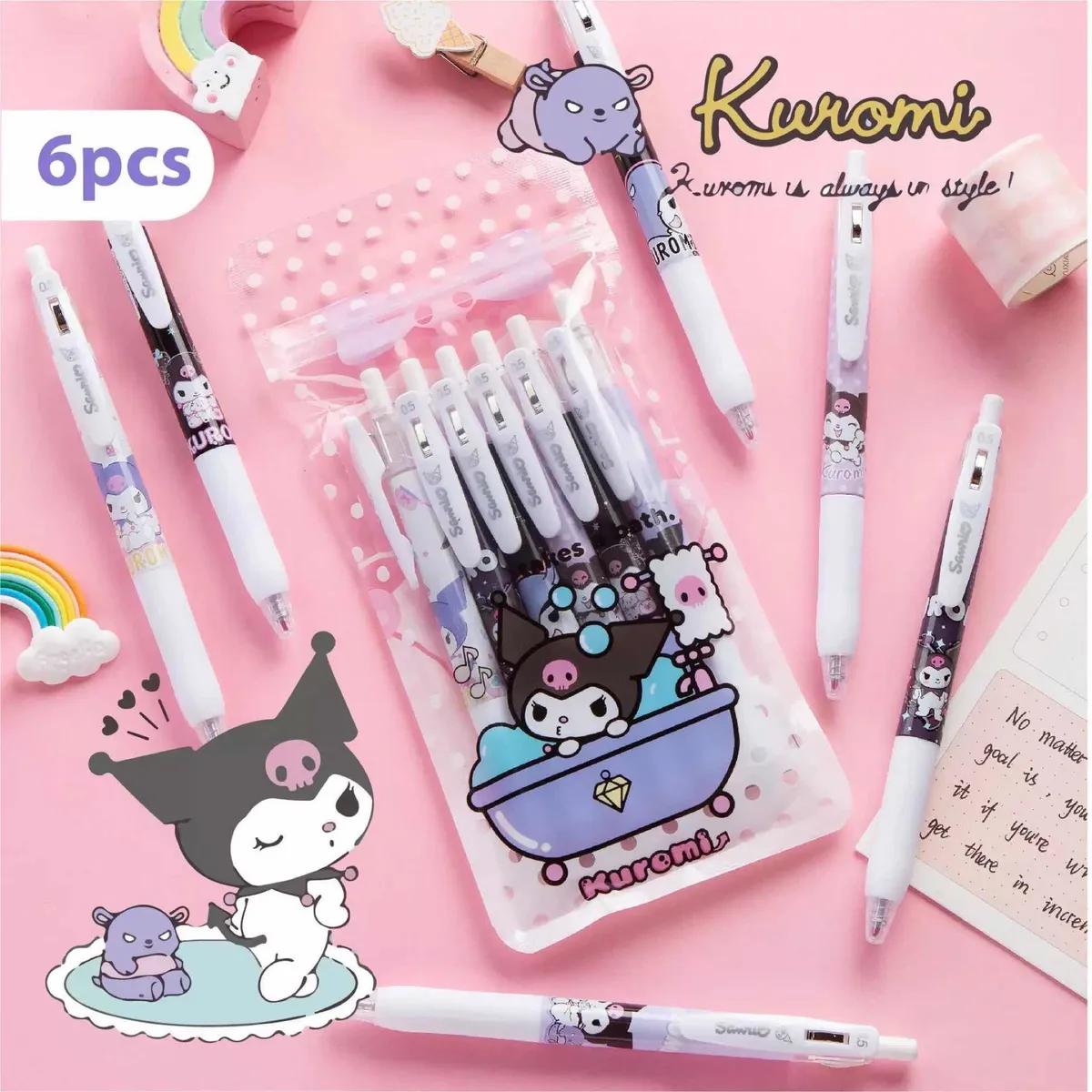 Set 6 Lápices Personajes Sanrio Kuromi