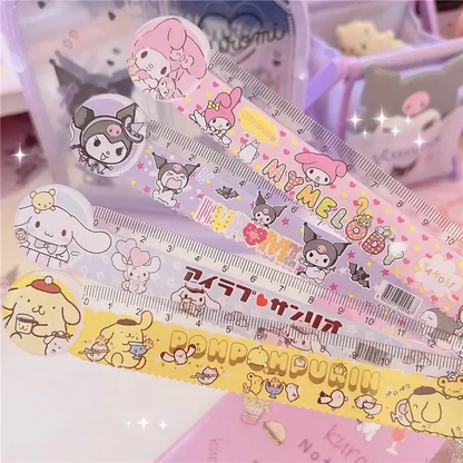 Set de 4 reglas Personajes Sanrio Transparente con Diseño