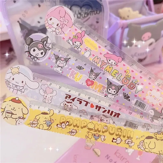 Set de 4 reglas Personajes Sanrio Transparente con Diseño