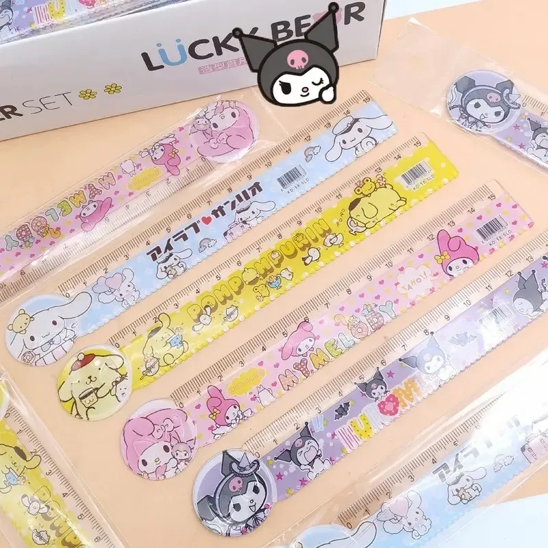 Set de 4 reglas Personajes Sanrio Transparente con Diseño