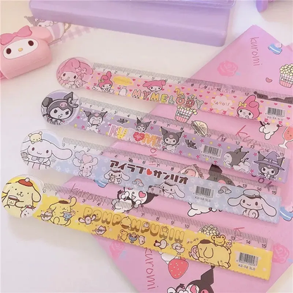 Set de 4 reglas Personajes Sanrio Transparente con Diseño