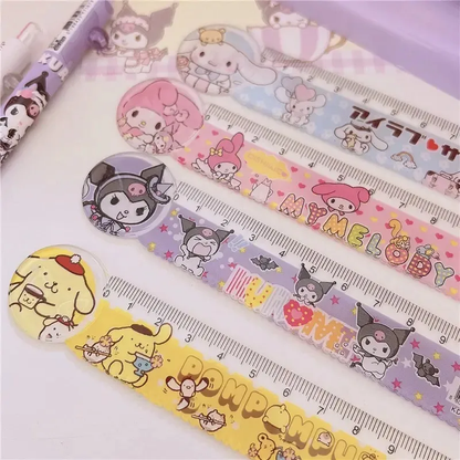 Set de 4 reglas Personajes Sanrio Transparente con Diseño