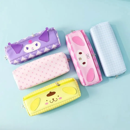 Estuche Escolar Rectangular de Cuerina Amigos Sanrio