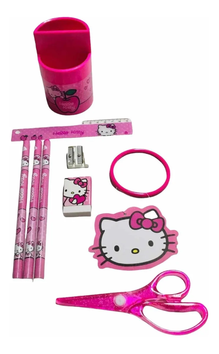Set Útiles Escolares de 8 piezas Sanrio Hello Kitty