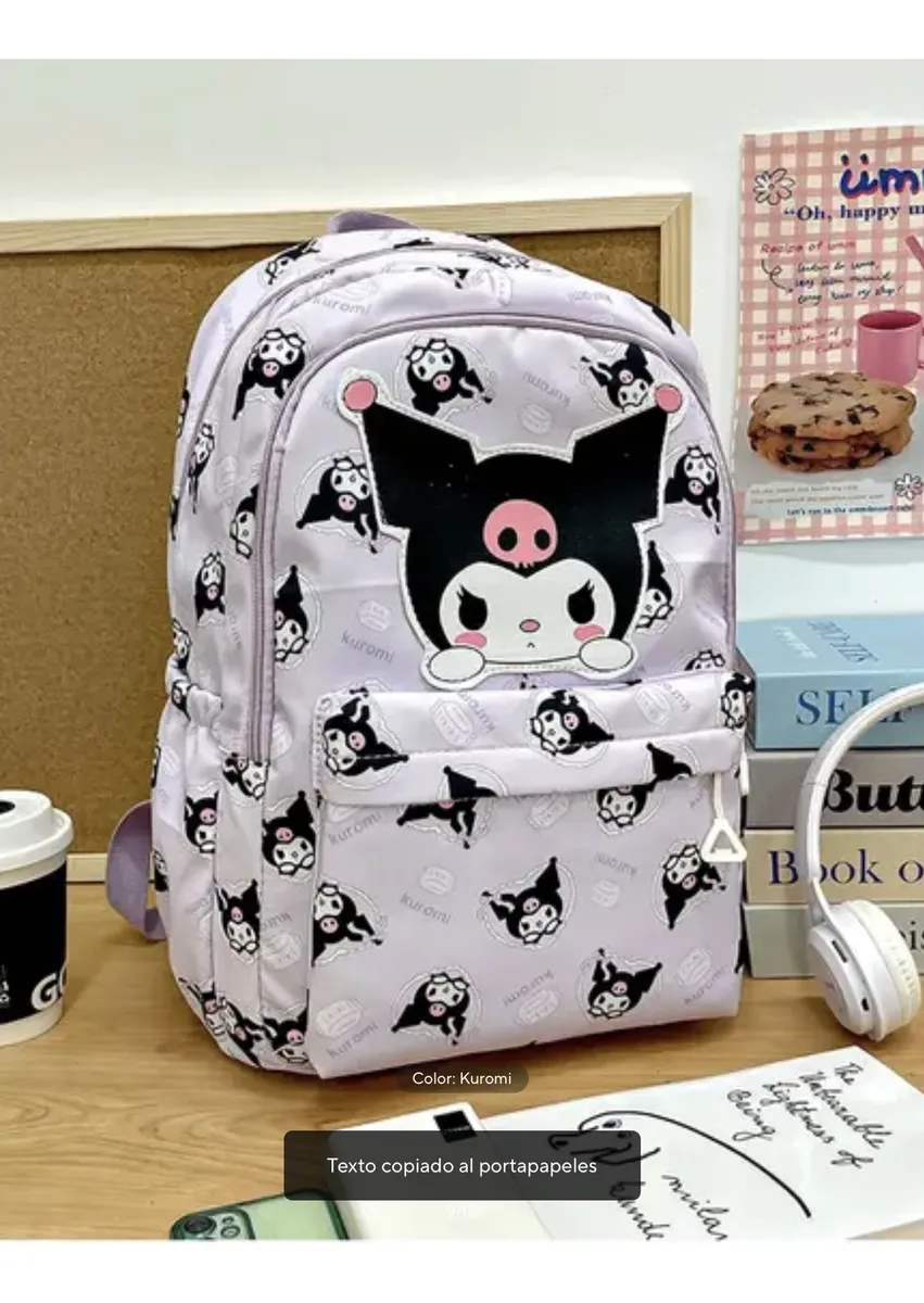 Mochila Escolar Grande de Tela Personajes Sanrio