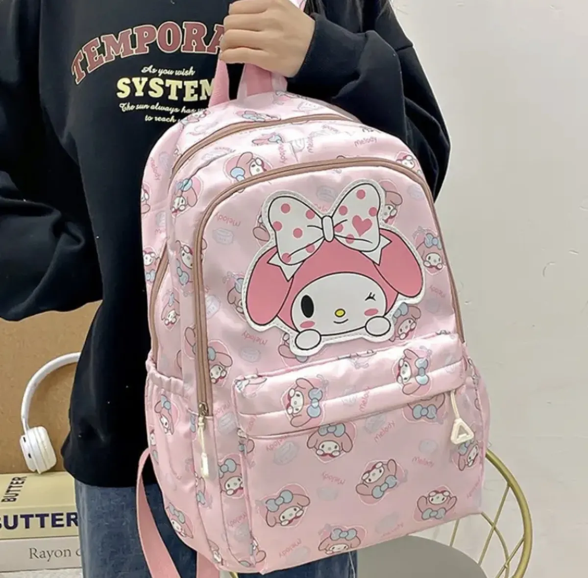 Mochila Escolar Grande de Tela Personajes Sanrio