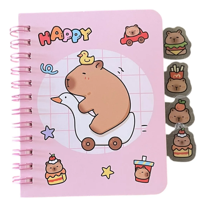 Libreta Pequeña Capibara con 4 separadores (Varios diseños)