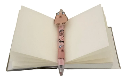 Set Libreta Pequeña Capibara 140 Hojas con Lápiz Gel (Varios diseños)