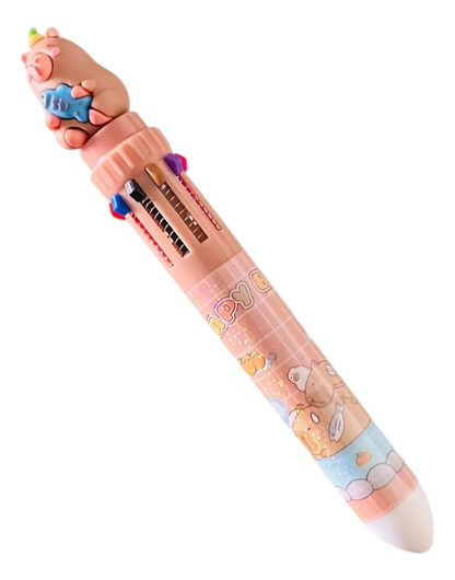 Lápiz Pasta Capibara 10 colores en 1 (Varios diseños)