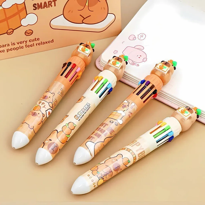 Lápiz Pasta Capibara 10 colores en 1 (Varios diseños)