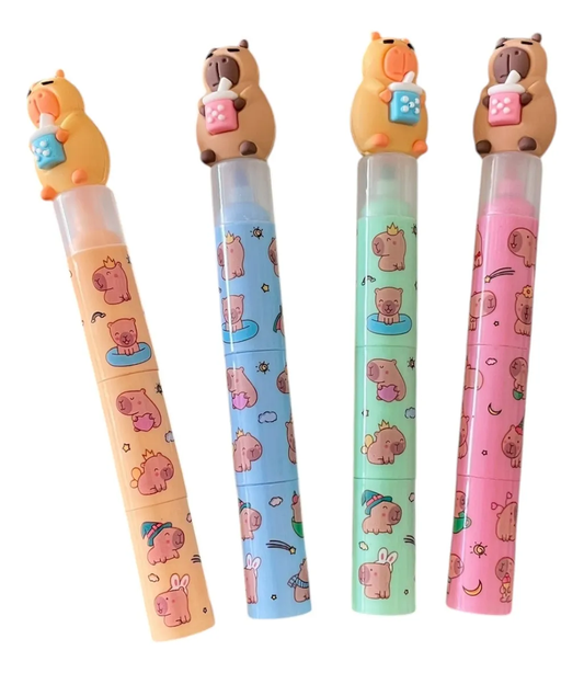 Set 4 Destacadores Triples Capibara