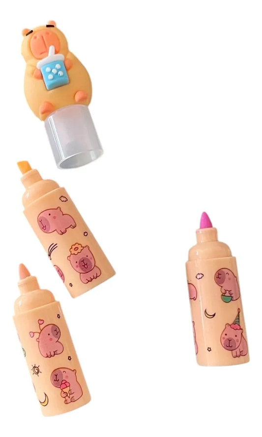 Set 4 Destacadores Triples Capibara