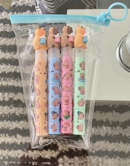 Set 4 Destacadores Triples Capibara