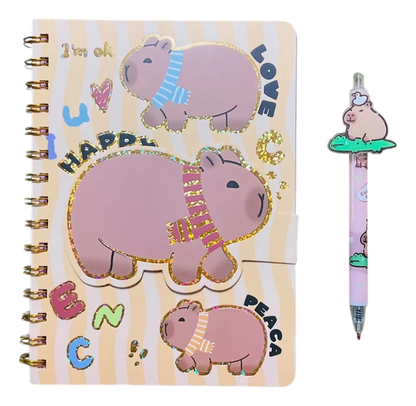 Set Libreta + Lápiz y Stickers Capibara