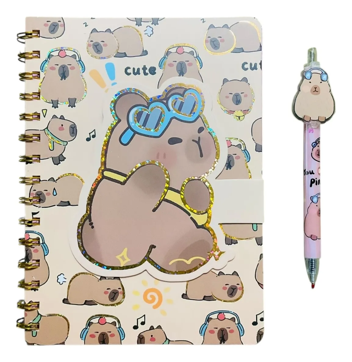 Set Libreta + Lápiz y Stickers Capibara