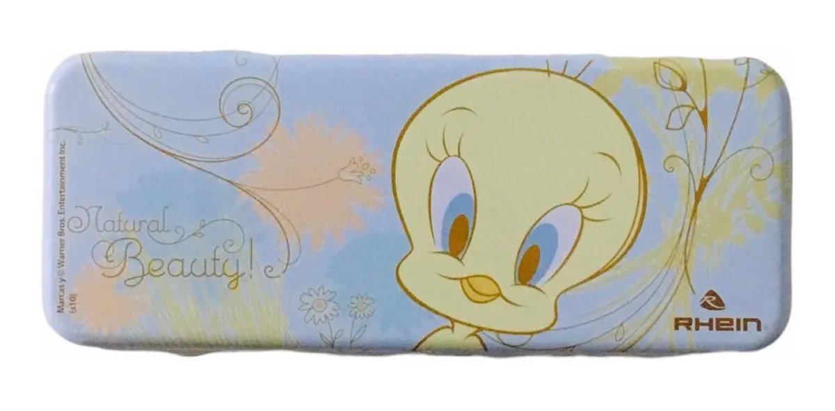 Estuche Metálico Doble Diseño Piolin Celeste