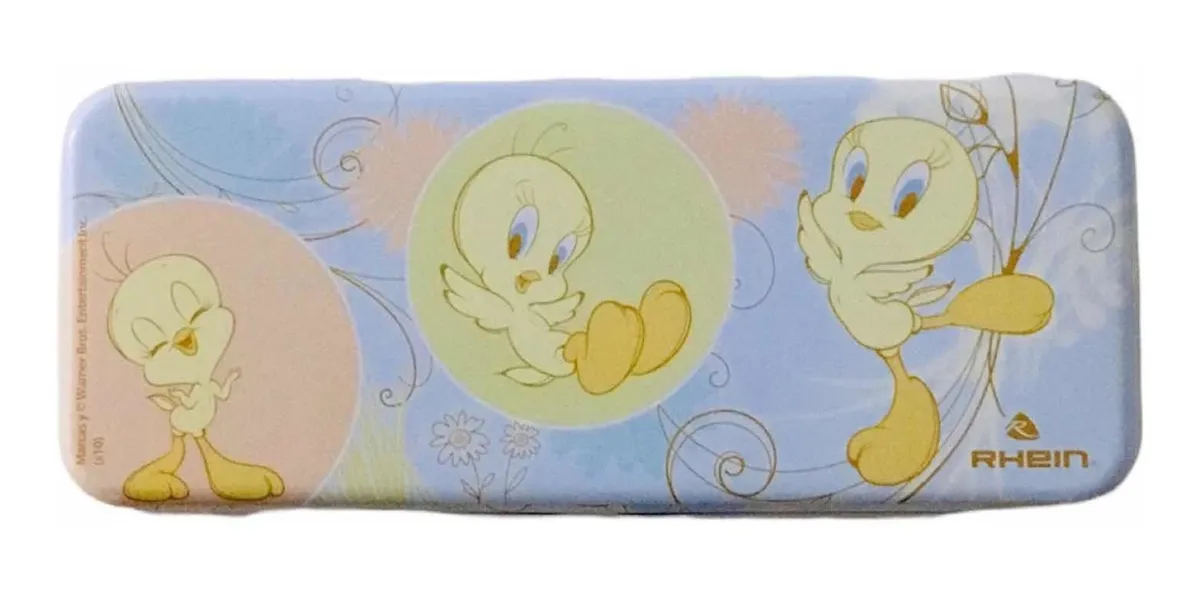 Estuche Metálico Doble Diseño Piolin Celeste