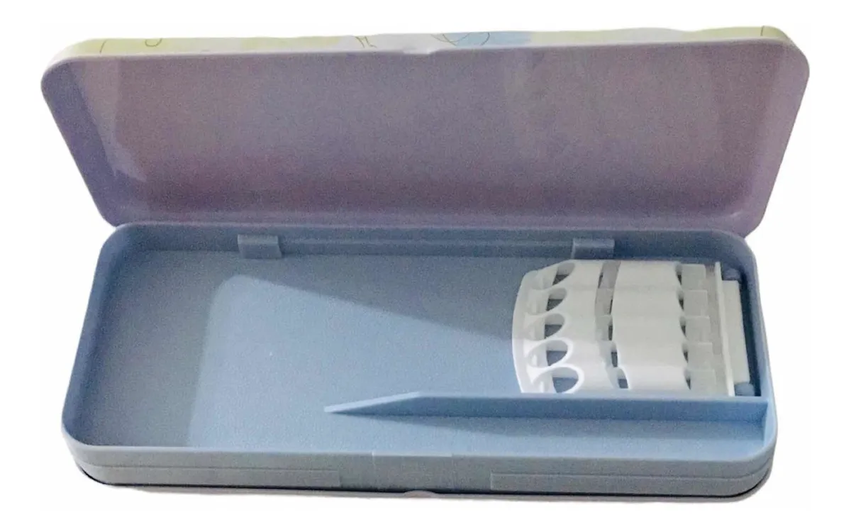Estuche Metálico Doble Diseño Piolin Celeste