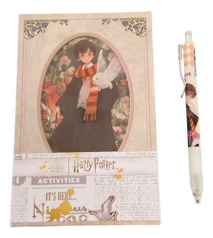 Libreta Harry Potter + Lápiz De Regalo Marrón Oscuro